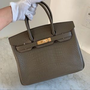 birkin style leather handbolsa